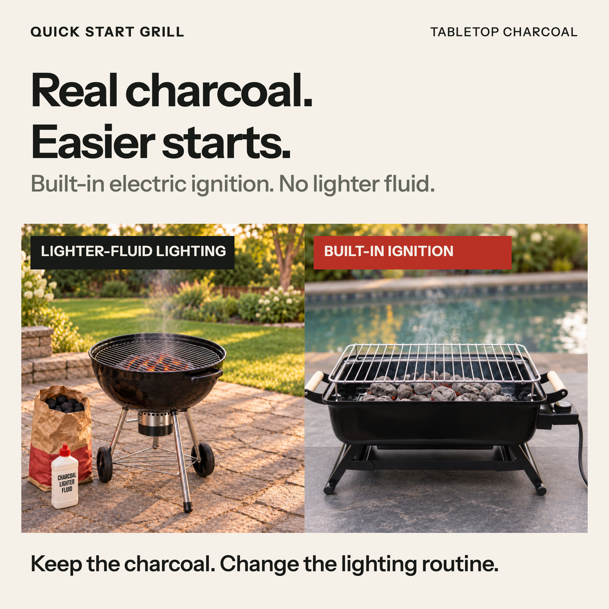 Quick Start Grill - Ready to Grill in About 6 Minutes